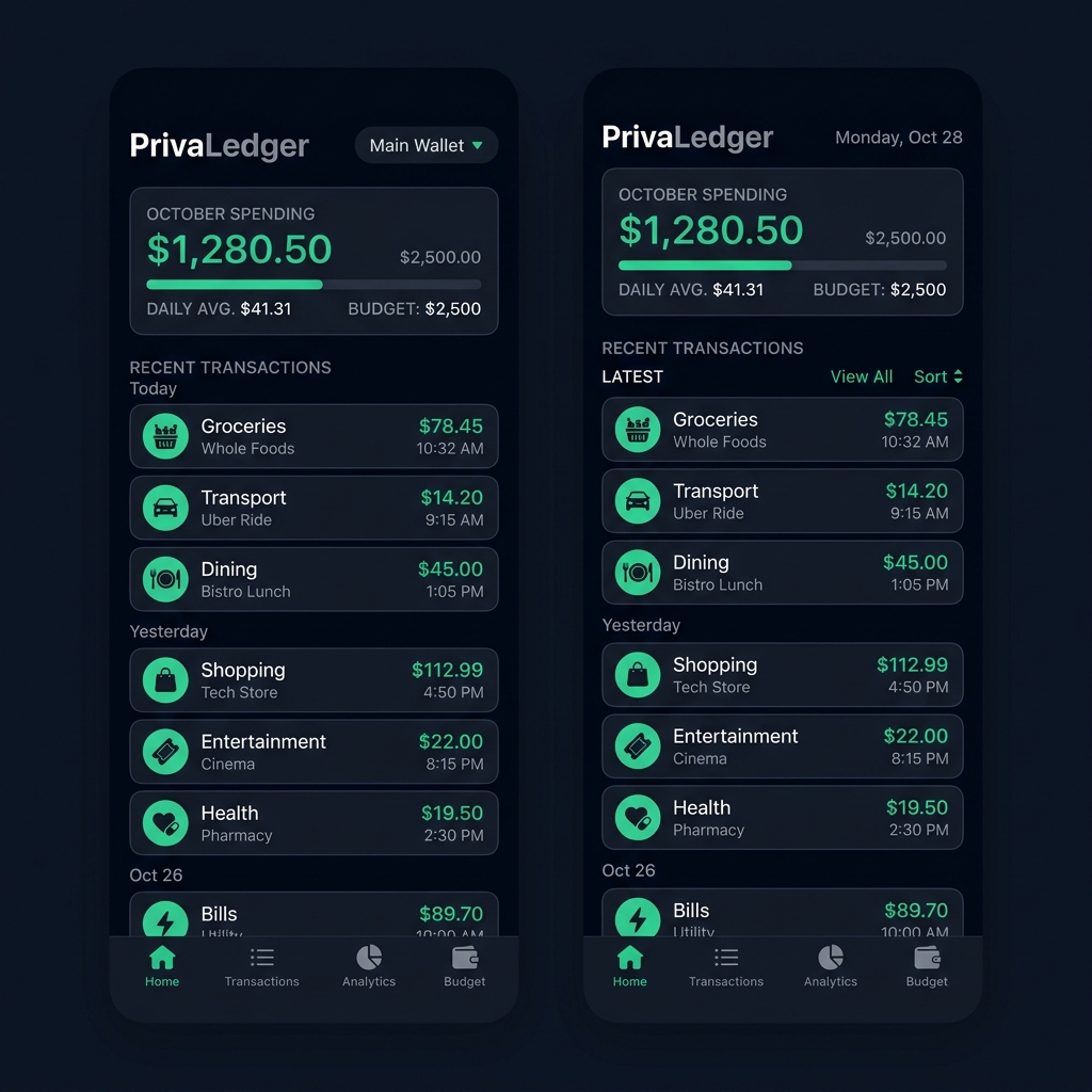 Xpensiq transactions list